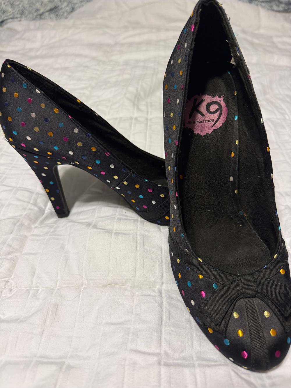 Rocket Dog Black Polka Dot Bow Heels